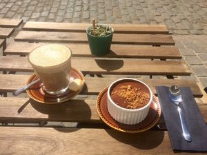 Tiramisu and a latte at Recollets in Antwerpen