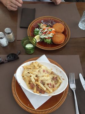 macoroni bacon (half eaten!) and cheese croquettes  at Recollets in Antwerpen