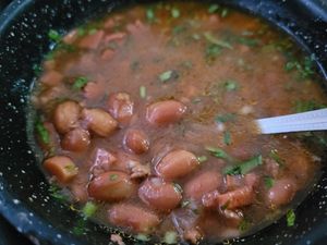 Orden de frijoles bayos (so delicious!!) at Por Siempre Vegana Vol II in Mexico City