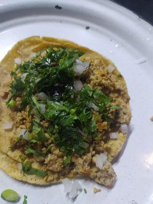 Taco de seitán at Por Siempre Vegana Vol II in Mexico City