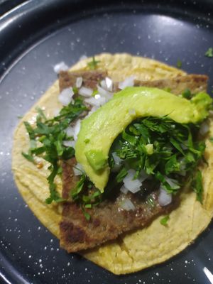 Taco milanesa at Por Siempre Vegana Vol II in Mexico City