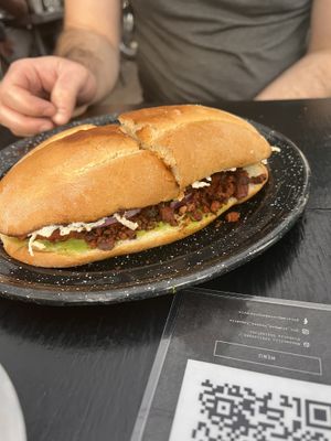 Chorizo torts  at Por Siempre Vegana Vol II in Mexico City