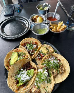 Al pastor, chicharron prensado, big bebé, big tlacuache, seitan al chimichurri, cecina 🌮  at Por Siempre Vegana Vol II in Mexico City