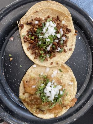 Sudadero and Chicharrones Verde tacos  at Por Siempre Vegana Vol II in Mexico City