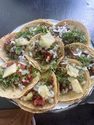 Pile of tacos   at Por Siempre Vegana Vol II in Mexico City