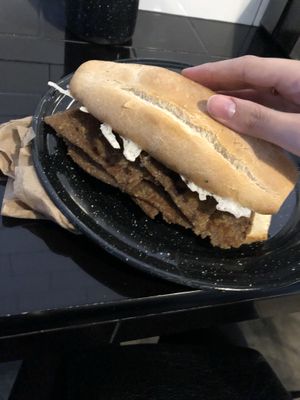 Torta de milanesa at Por Siempre Vegana Vol II in Mexico City