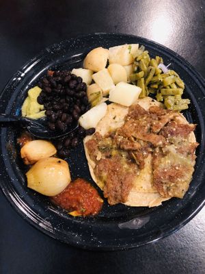 Chicharrón en salsa verde  at Por Siempre Vegana Vol II in Mexico City