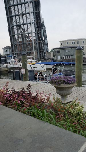 View of the drawbridge at S&P Oyster Company in Mystic