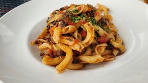 Mushroom bolognese at S&P Oyster Company in Mystic