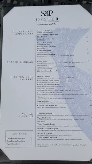 menu is given automatically without asking at S&P Oyster Company in Mystic
