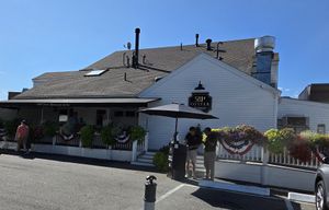View from out front at S&P Oyster Company in Mystic