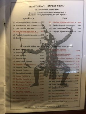 A whole page of veggie goodness!  at The King and I in Rochester