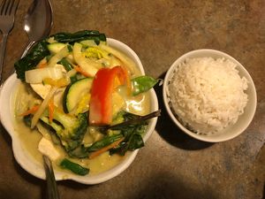 Green curry and rice    at The King and I in Rochester