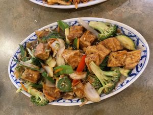 Lemongrass vegetables and steamed rice  at The King and I in Rochester