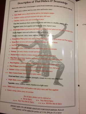 What’s in each item at The King and I in Rochester