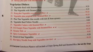 Veg lunch at The King and I in Rochester