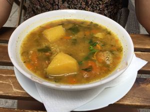 Cuscus soup at Hummus Bar - Hollan Erno in Budapest