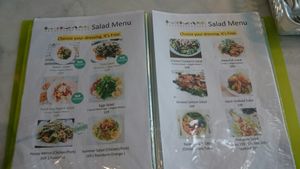 Labelled vegan salads at Salad Memory in Phuket