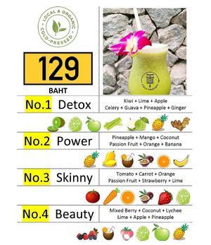 drink menu at Salad Memory in Phuket