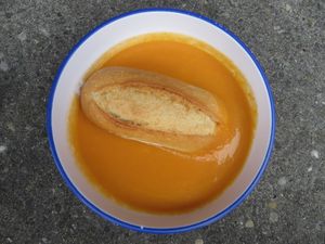 pumpkin soup with coconut milk (vegan) at Mensacafe in Saarbrucken