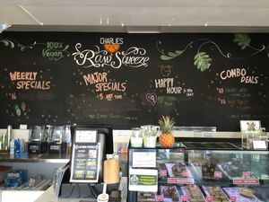 wall board at Charlie's Raw Squeeze in Clayfield