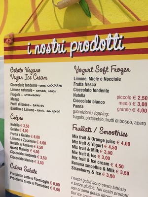 Gelato Vegano Options at Gelateria Corniglia in Corniglia