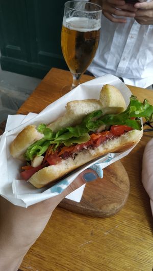 super vegan with white focaccia at Lunch Box in Vernazza