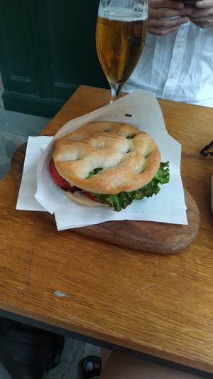 super vegan with white focaccia at Lunch Box in Vernazza