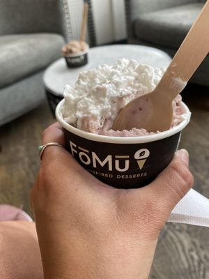 Strawberry rhubarb pie ice cream. Yum   at FoMu - Tremont in Boston
