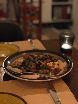 Mushroom, hummus and tortillas at Bistro Arbol in Lanzarote