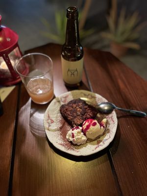 Brownie and ice cream at Bistro Arbol in Lanzarote