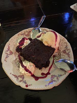 This was a really tasty brownie with maracuja ice cream !     at Bistro Arbol in Lanzarote