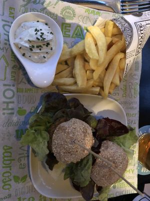 Burger with fries   at Bistro Arbol in Lanzarote