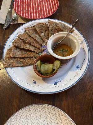Vegetable pancake starter  at Bistro Arbol in Lanzarote