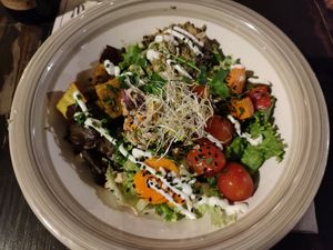 Buddha Arbowl. Tasty. Would've love some veggies like pumpkin to be warm. at Bistro Arbol in Lanzarote