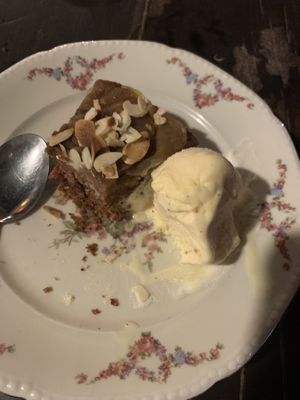 Apple tart with vanilla ice creamm  at Bistro Arbol in Lanzarote