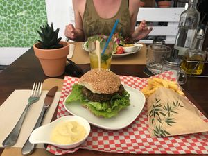Black Bean Burger at Bistro Arbol in Lanzarote