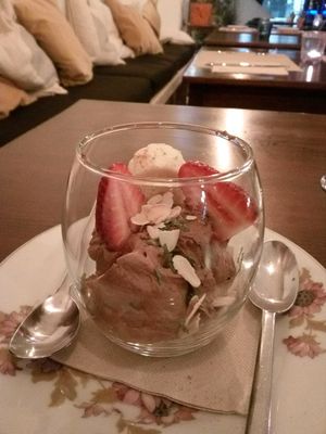 vegan chocolate mousse at Bistro Arbol in Lanzarote