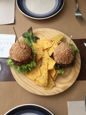 Quinoa and Bean Burgers  at Bistro Arbol in Lanzarote