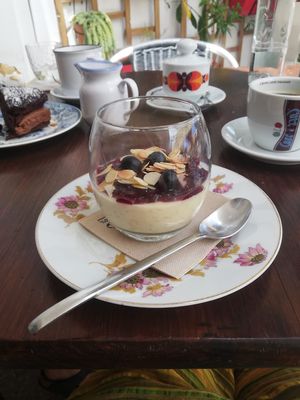 Rice Pudding with Mixed Berry Jam  at Bistro Arbol in Lanzarote