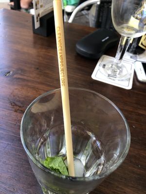 Sorry there is no freshly made lemonade left but wanted to share the fact that the straw is environmentally friendly. at Bistro Arbol in Lanzarote