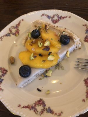 Vegan peach cheesecake  at Bistro Arbol in Lanzarote