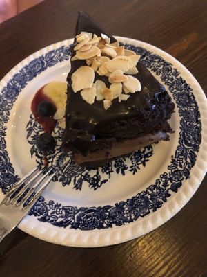 Vegan chocolate cake at Bistro Arbol in Lanzarote