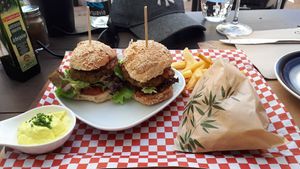 Burgers with veganaise at Bistro Arbol in Lanzarote