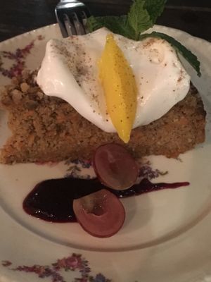 Carrot and nut cake, vanilla frosting  at Bistro Arbol in Lanzarote