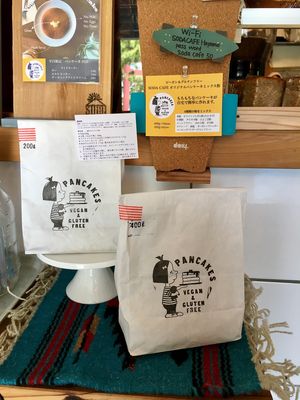 Vegan pancakes to go at Soda Cafe in Hayama