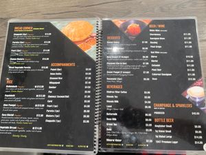 Last page of menu at Saravana Bhavan in New York City