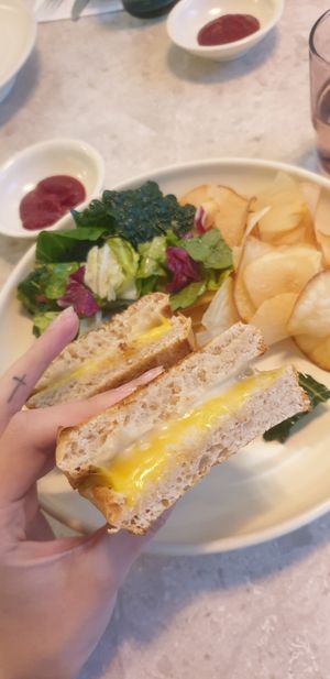 Vegan grilled cheese sandwich at Sun the Bud - 썬더버드 in Seoul