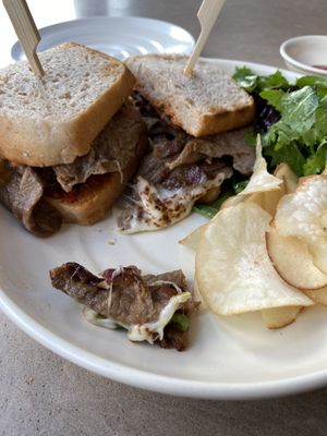 Vegan Philly Cheesesteak with real mozzarella poorly scraped off  at Sun the Bud - 썬더버드 in Seoul