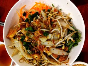 Lemongrass tofu with rice noodle salad. at Rendezvous du Vietnam in Cairns